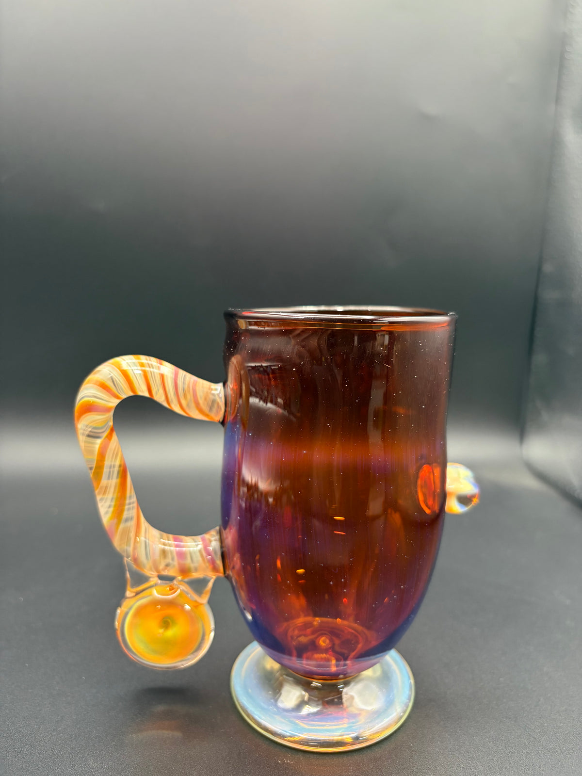 Fumed Amber & clear glass coffee cup collab with mysteryforge