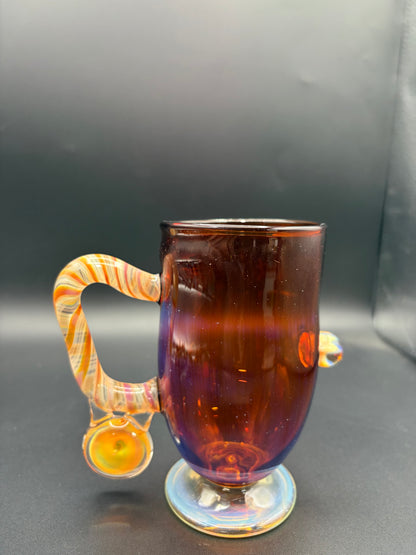 Fumed Amber & clear glass coffee cup collab with mysteryforge