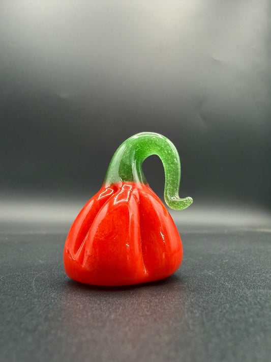 Hand carved solid glass pumpkin