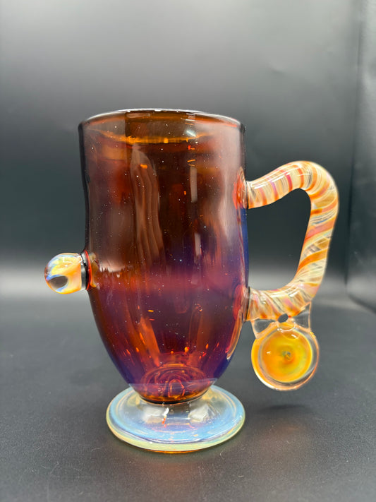 Fumed Amber & clear glass coffee cup collab with mysteryforge