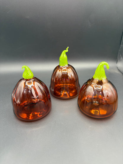 Set of 3 Handmade Glass Pumpkins